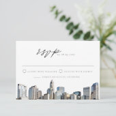 CHARLOTTE NORTH CAROLINA Skyline Destination RSVP Kaart (Staand voorkant)