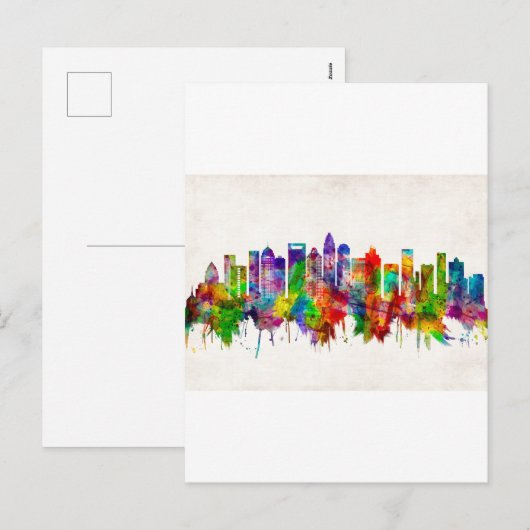 Charlotte North Carolina Skyline Feestdagenkaart (Voorkant / Achterkant)