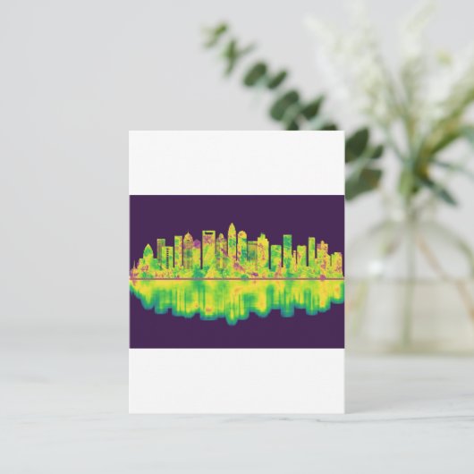 Charlotte North Carolina Skyline Feestdagenkaart (Staand voorkant)