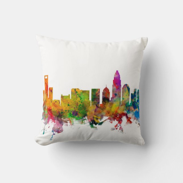Charlotte North Carolina Skyline Kussen (Voorkant)