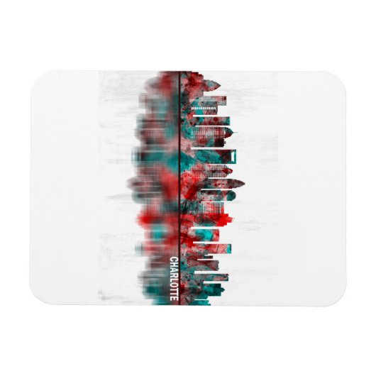 Charlotte North Carolina Skyline Magneet (Horizontaal)