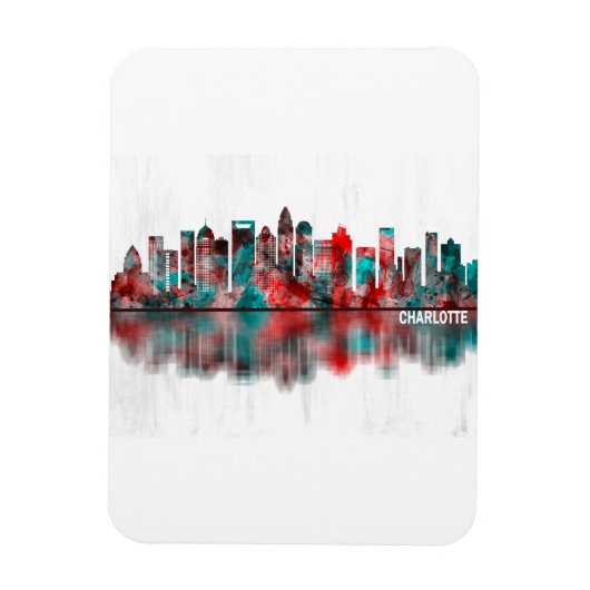 Charlotte North Carolina Skyline Magneet (Verticaal)