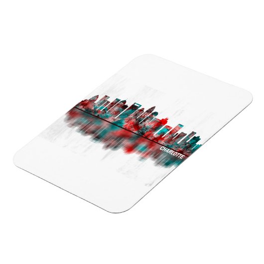 Charlotte North Carolina Skyline Magneet (Linkerzijde)