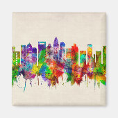 Charlotte North Carolina Skyline Magneet (Voorkant)