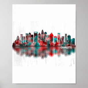 Charlotte North Carolina Skyline Poster