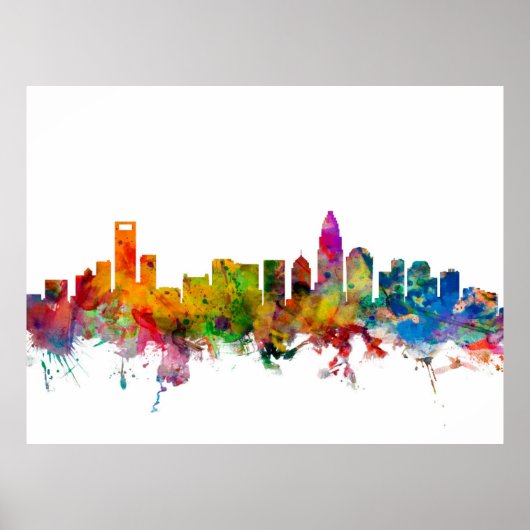 Charlotte North Carolina Skyline Poster (Voorkant)