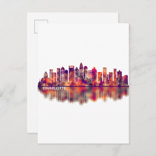 Charlotte North Carolina Skyline Uitnodiging Briefkaart (Voorkant / Achterkant)