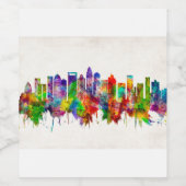 Charlotte North Carolina Skyline Wijn Etiket (Enkel label)