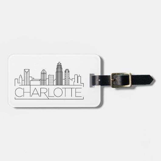 Charlotte, North Carolina Stylized Skyline Bagagelabel (Voorkant horizontaal)