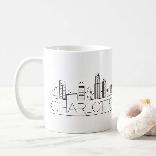 Charlotte, North Carolina Stylized Skyline Koffiemok (Met donut)
