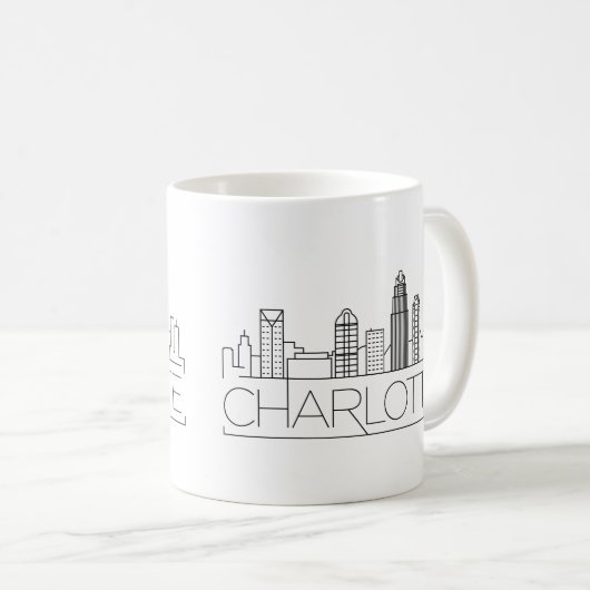 Charlotte, North Carolina Stylized Skyline Koffiemok (Voorkant rechts)