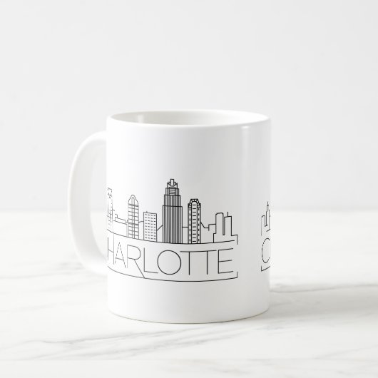 Charlotte, North Carolina Stylized Skyline Koffiemok (Voorkant links)