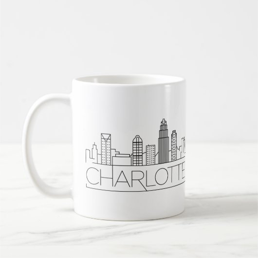 Charlotte, North Carolina Stylized Skyline Koffiemok (Links)