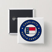 Charlotte North Carolina Vierkante Button 5,1 Cm (Voorkant /achterkant)