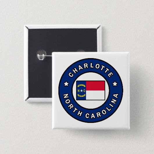 Charlotte North Carolina Vierkante Button 5,1 Cm (Voorkant /achterkant)