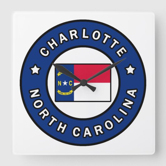 Charlotte North Carolina Vierkante Klok (Voorkant)