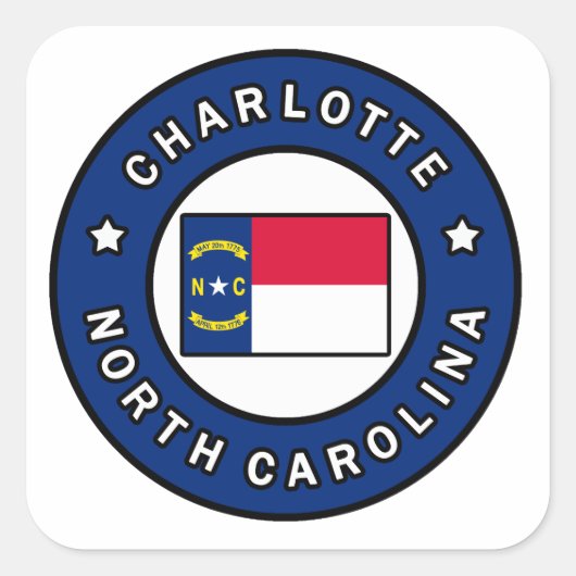Charlotte North Carolina Vierkante Sticker (Voorkant)