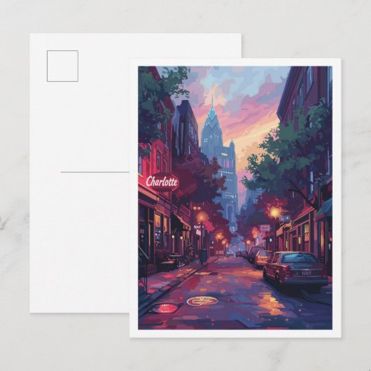 Charlotte North Carolina Vintage Travel Briefkaart (Voorkant / Achterkant)
