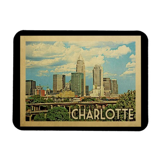 Charlotte North Carolina Vintage Travel Magneet (Horizontaal)