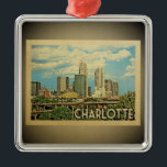 Charlotte North Carolina Vintage Travel Ornament<br><div class="desc">Een cool  ornament van Charlotte met een indrukwekkend uitzicht in de stad skyline.</div>