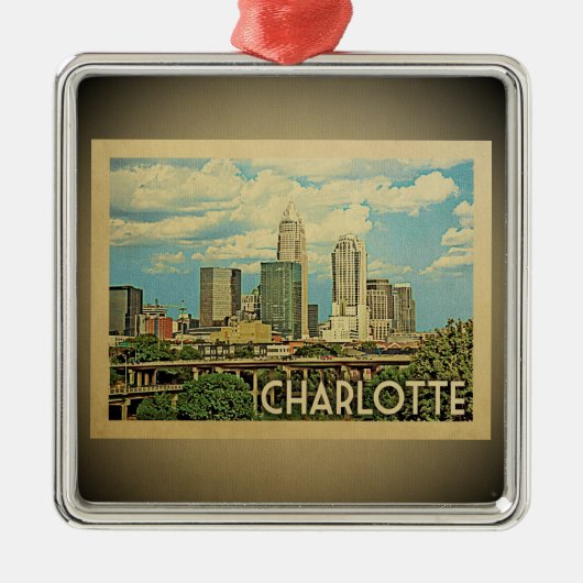 Charlotte North Carolina Vintage Travel Ornament (Voorkant)