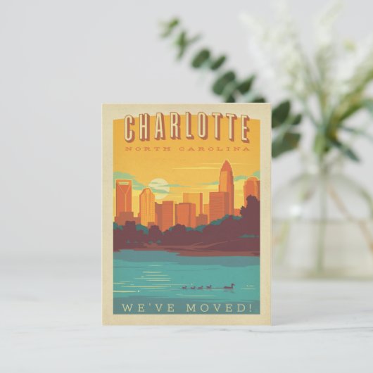 Charlotte, North Carolina | We hebben ons verplaat Uitnodiging Briefkaart (Staand voorkant)