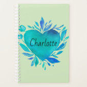 Charlotte Personalized Blue Waterverf Heart Planner (Voorkant)