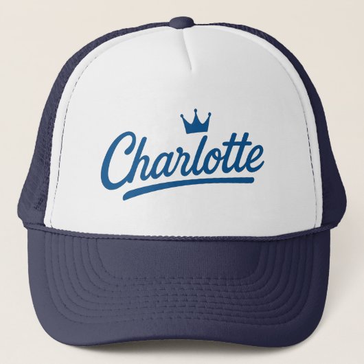 Charlotte Queen City Crown Script Ontwerp - Royal Trucker Pet (Voorkant)