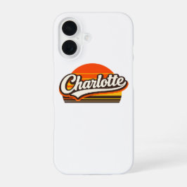Charlotte Retro Sunset Gepersonaliseerde Naam Ontw iPhone 16 Hoesje