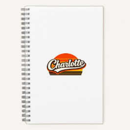 Charlotte Retro Zonsondergang Persoonlijke Naam On Notitieboek