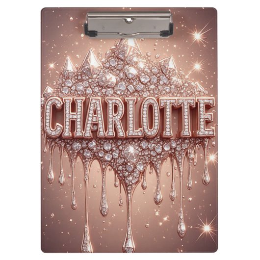 🌸Charlotte Rose Goud Glitter Naam Notities🌸 Klembord (Voorkant)