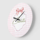 Charlotte Roze Strik Geschenk & Gingham Print Grote Klok (Hoek)
