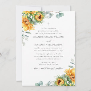Charlotte Rustic Sunflower Christelijk Wedding Kaart