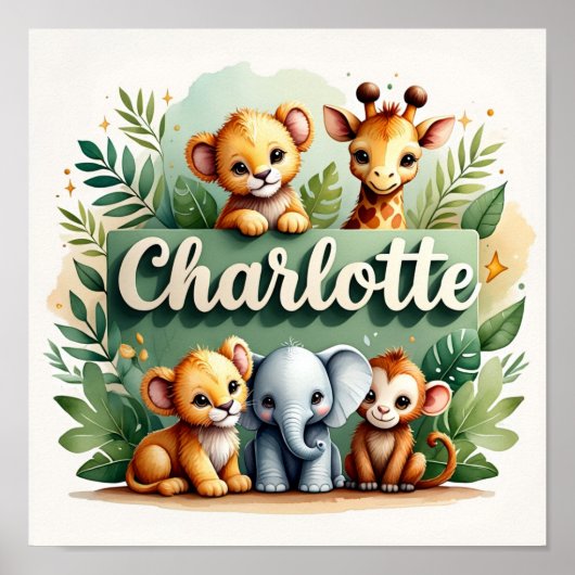 Charlotte Safari Nursery Wall Art Poster (Voorkant)