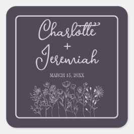 Charlotte | Samengestelde kleuren | Trouwen Vierkante Sticker