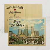Charlotte Save the Date North Carolina Aankondigingskaart (Voorkant / Achterkant)
