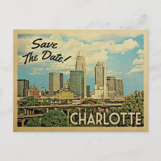 Charlotte Save the Date North Carolina Aankondigingskaart (Voorkant)