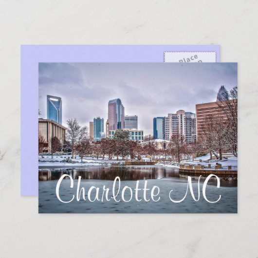 Charlotte skyline in sneeuw NC Briefkaart (Voorkant / Achterkant)
