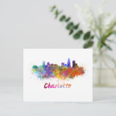Charlotte skyline in watercolor briefkaart (Staand voorkant)