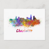 Charlotte skyline in watercolor briefkaart (Voorkant)