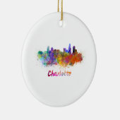 Charlotte skyline in watercolor keramisch ornament (Rechts)