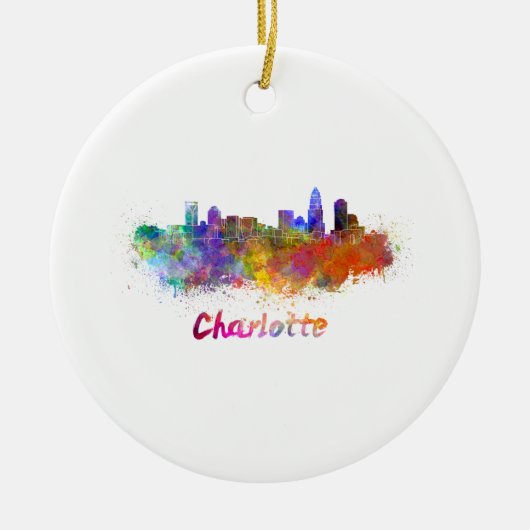 Charlotte skyline in watercolor keramisch ornament (Voorkant)
