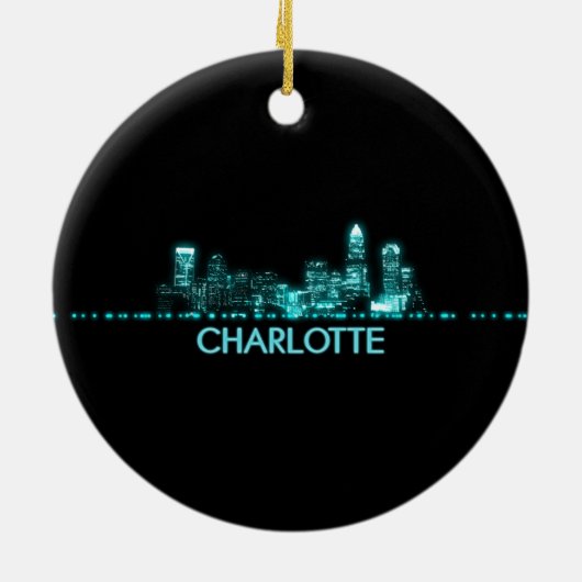 Charlotte Skyline Keramisch Ornament (Achterkant)