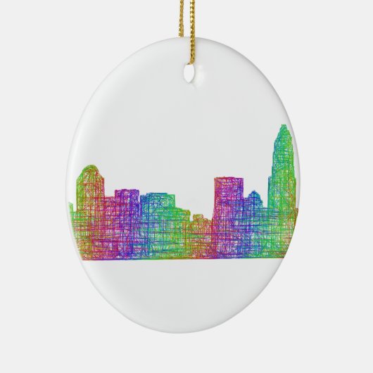 Charlotte skyline keramisch ornament (Rechts)