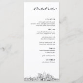 Charlotte Skyline Modern Huwelijksdiner Menu (Voorkant)