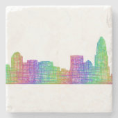 Charlotte skyline stenen onderzetter (Voorkant)
