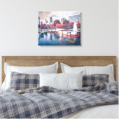 Charlotte skyline tijdens zonsondergang canvas afdruk (Insitu (Slaapkamer))