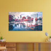 Charlotte skyline tijdens zonsondergang canvas afdruk (Insitu (Woonkamer))