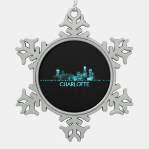 Charlotte Skyline Tin Sneeuwvlok Ornament
