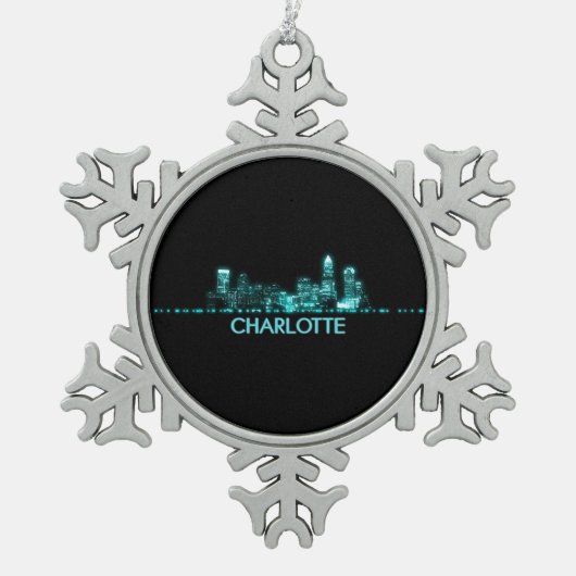 Charlotte Skyline Tin Sneeuwvlok Ornament (Voorkant)